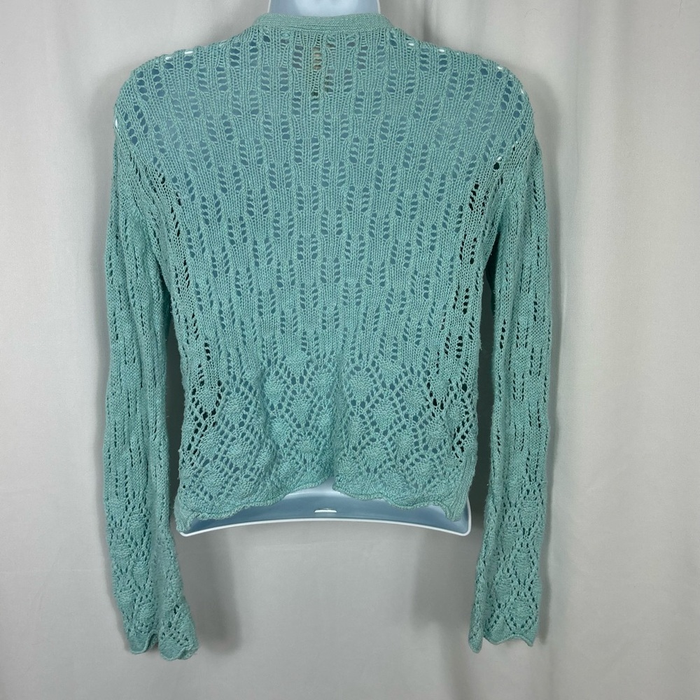 J.Jill sea-foam blue cotton blend Knit button front Cardigan Sweater SP - Picture 7 of 10